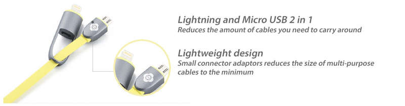 TOTU (Lightning & Micro USB) to USB 2 in 1 Cable Connection