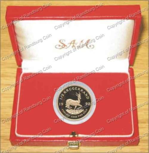 *#* 1992 SA Gold Proof Kruger Rand Half Ounce in S A M Red Box - Mintage 1501 only *#*