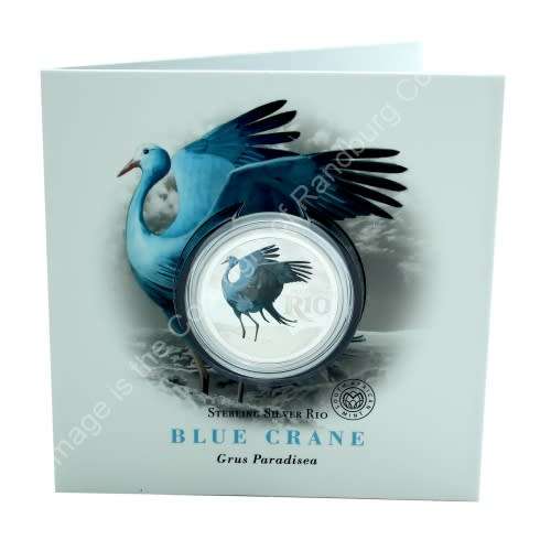 *#* 2017 SILVER SA MINT COLOURED COIN SERIES - Crown size Blue Crane - *#*