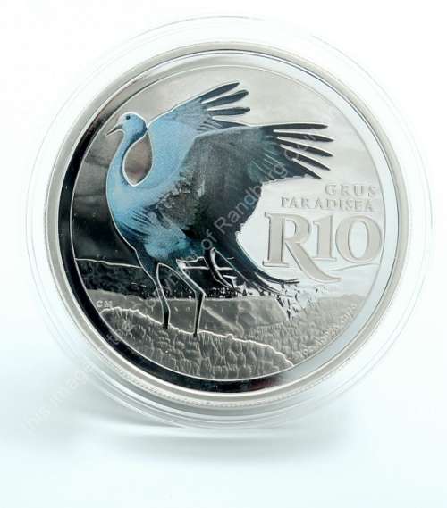 *#* 2017 SILVER SA MINT COLOURED COIN SERIES - Crown size Blue Crane - *#*
