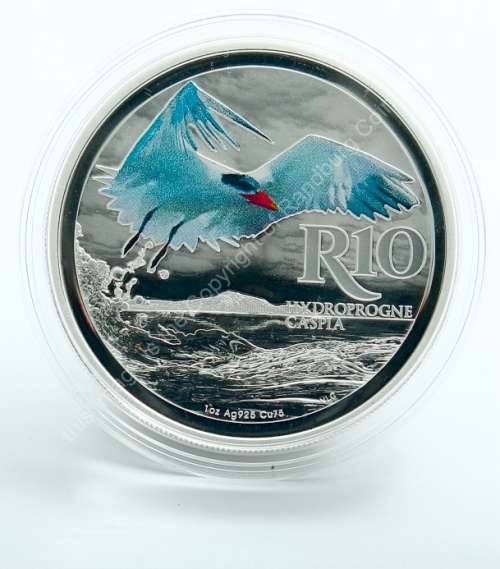 *#* NEW!!! - 2017 SILVER SA MINT COLOURED COIN SERIES - Crown size Caspian Tern - *#*