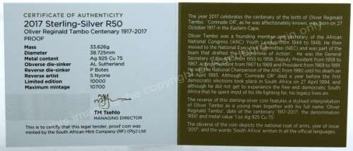 *#* 2017 Oliver Tambo Silver Crown R50 Now released in stock!!!*#*