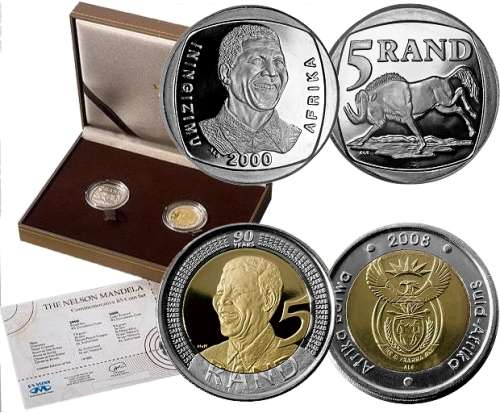 Mandela 90th Birthday Commemorative Twin Set - 2000/2008 PL R5