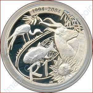 *#* 2004 SA Silver R1 Protea Proof Democracy - Mintage 497!! Coin ONLY *#*