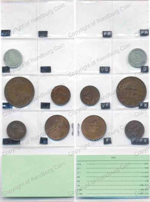 *#* 1931 SA Union Coins Set in a plastic sleeve, grades as per original collector *#*