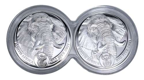 *#* Promo - 2021 Double Capsule 1oz Fine Silver Proof R5 Big Five Series II Elephant Coin Set *#*