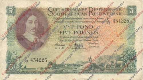 *#* MH DE KOCK - 3rd Issue - Five Pound Afr/Eng - VF *#*