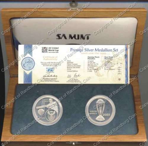 *#* 2003 Silver Cricket World Cup Opening Match and Final Match Medallion Prestige Set *#*