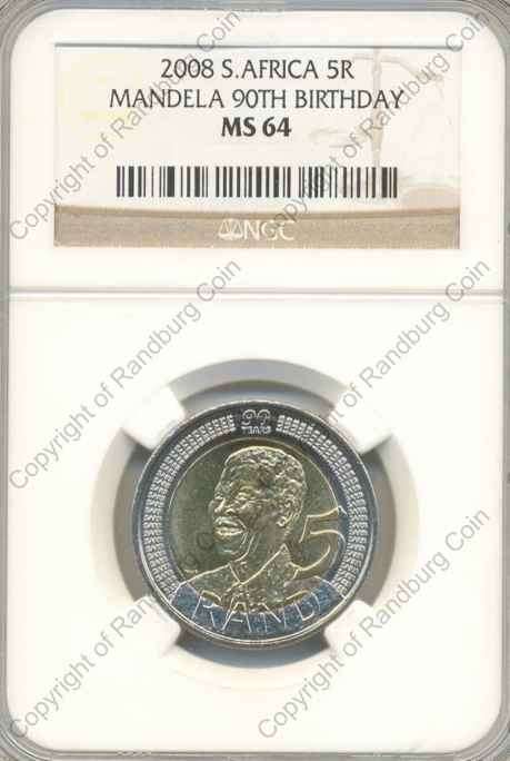 *#* 2008 UNC R5 90th Mandela Birthday MS64 NGC Slabbed *#*