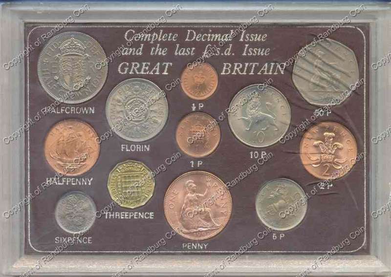 *#* Great Britain Complete Decimal and Last Sterling Coins Set in Perspex Holder (Red cardboard) *#*