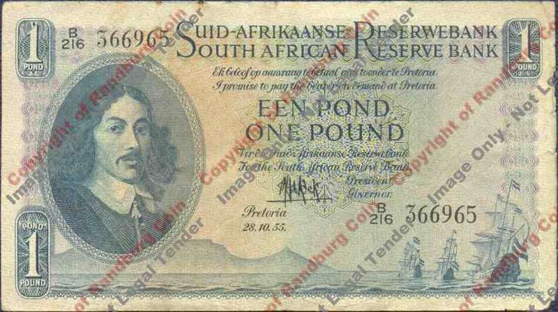*#* MH DE KOCK - 3rd Issue - One Pound (Afr/Eng) F/F+ - right edge damaged *#*