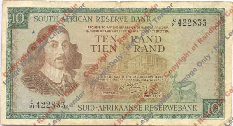 *#* G RISSIK - 2nd Issue - 10 Rand Eng/Afr - F+ (staple holes) *#*