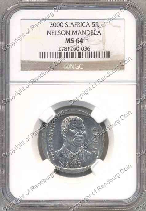 *#* 2000 UNC R5 Mandela MS 64 Slabbed *#*