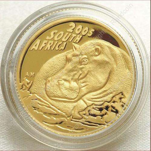 *#* 2005 SA Gold Natura Hippo One Tenth Ounce - 953 Minted - NO Certificate *#*
