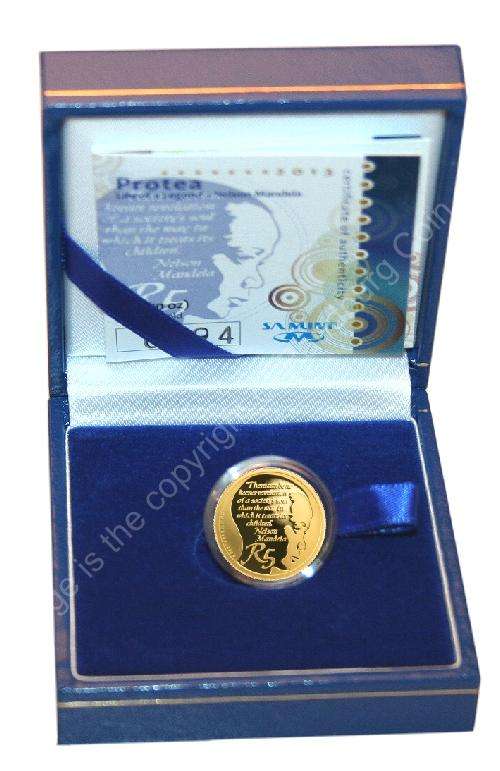 *#* 2013 GOLD Proof Protea Series R5 1/10oz - MANDELA - Life of a Legend *#*