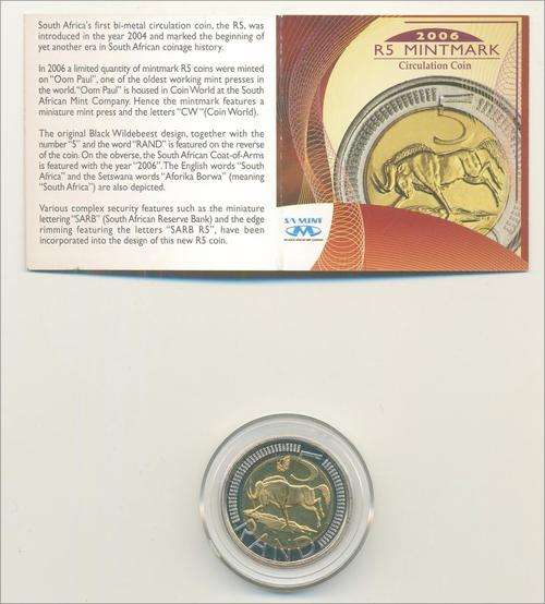 *#* @@ R 1 @@ SA 2006 Bi-Metal Unc. R5 Oom Paul Mint Mark! 957 Minted only!! *#*