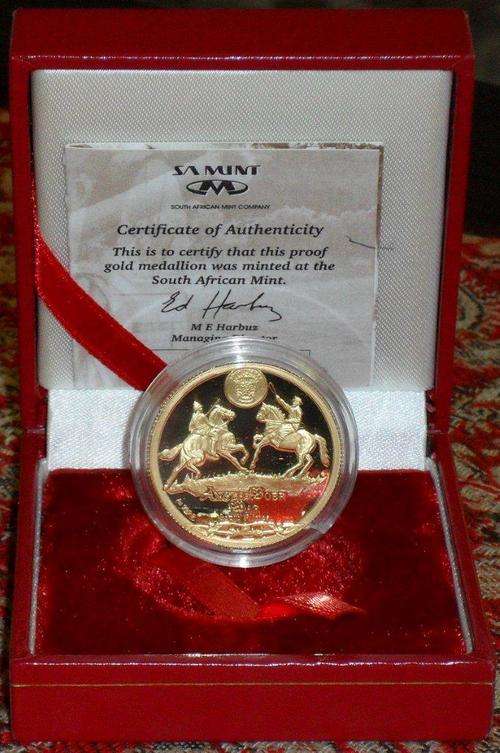 1999 Anglo-Boer War Centenary 1/2oz Gold Coin made by S.A. Mint * Certificate No. 1!!! *