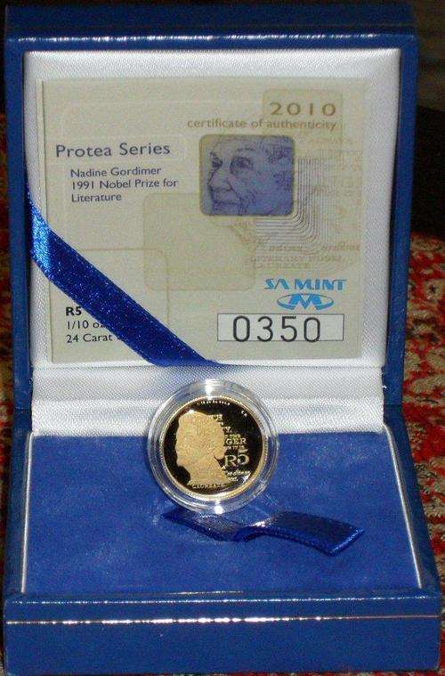 2010 Protea Series Proof 1/10oz Gold Coin - Nadine Gordimer