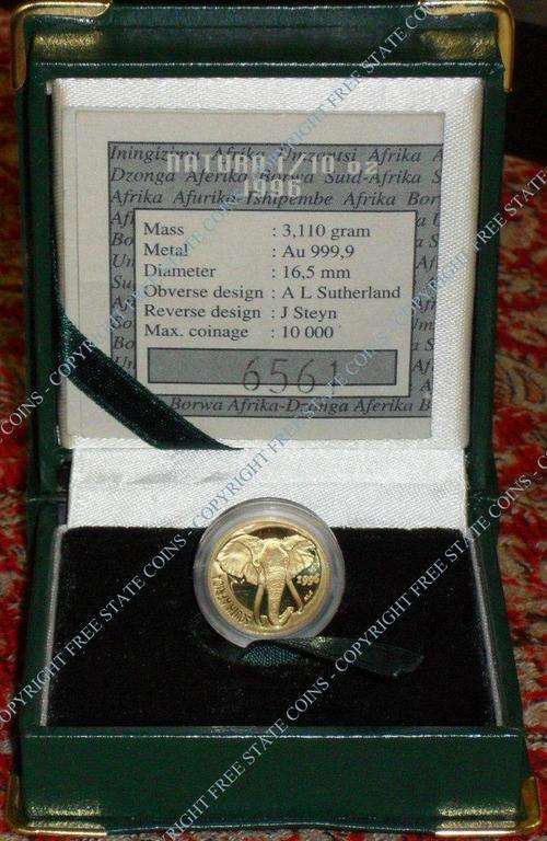 1996 Natura Series 1/10oz Proof Gold Coin - Elephant