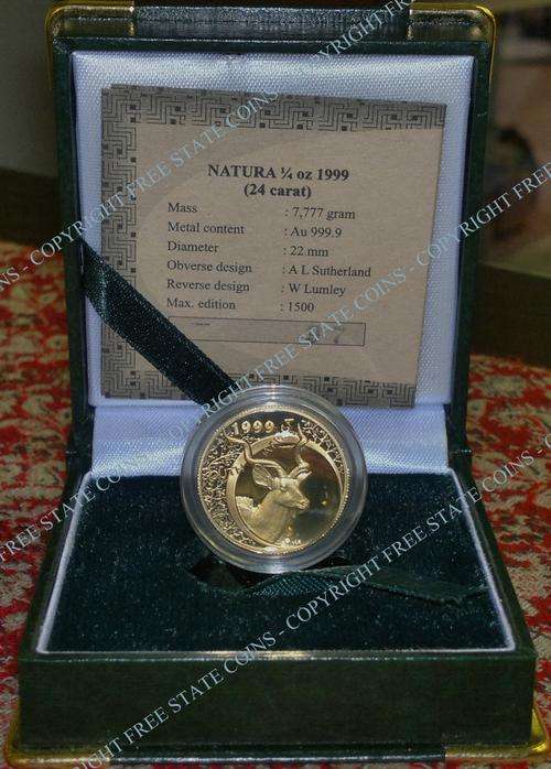 1999 Natura Series 1/4oz Proof Gold Coin - Kudu Bull