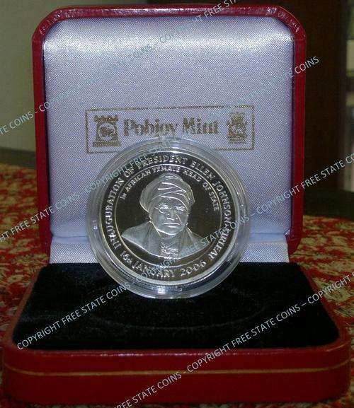 CRAZY R1!! 2006 1st Afican Female Head of State Ellen Johnson 1oz Proof Silver Liberia $10 Coin
