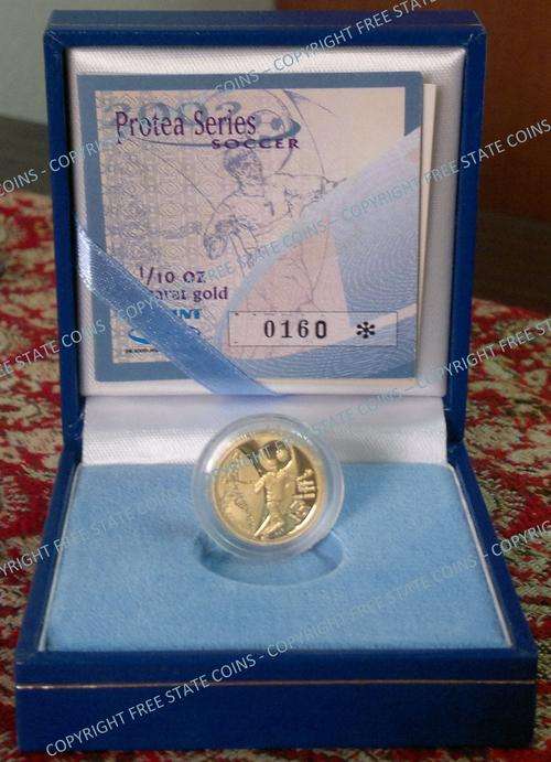 2002 Protea Series Proof 1/10oz Gold Coin - Soccer * ONLY 386 MINTED!!! *