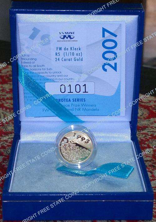 2007 Protea Series Proof 1/10oz Gold Coin - F.W. de Klerk