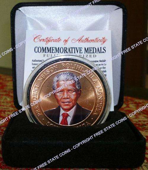 Nelson Mandela Commemorative Fully Colorized Medal Issued by U.S. Mint