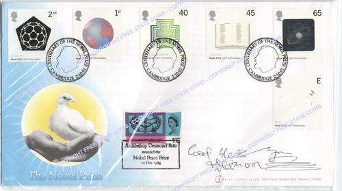 Centenary of the Nobel Prize FDC no.12 Signed by Bishop Desmond Tutu