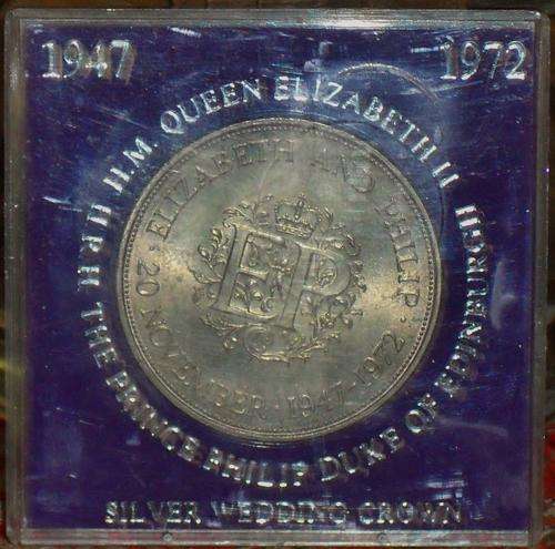 CRAZY R1 START!! 1947 - 1972 Prince Phillip and Queen Elizabeth II Silver Wedding Crown