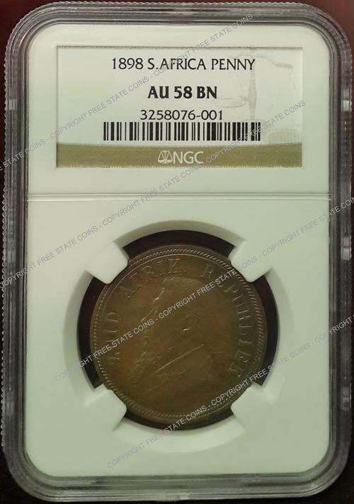 * CRAZY R1 START!!! * 1898 ZAR Penny NGC Graded AU58BN