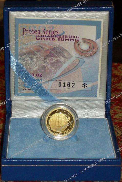 2002 Protea Series Proof 1/10oz Gold Coin - World Summit on Sustainable Development*Only 511 Minted*
