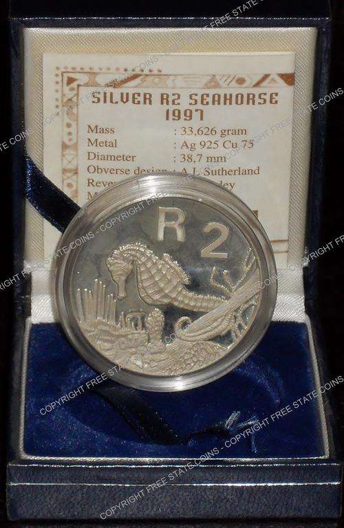 1997 Proof Silver R2 - The Seahorse * Catalogue value is R700 *