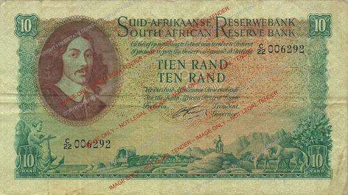 CRAZY R1 START!! 1962 South Africa G.Rissik 1st Issue R10 Banknote