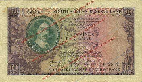 CRAZY R1 START!! 1955 MH de Kock ONLY ISSUE Ten (10) Pounds banknote