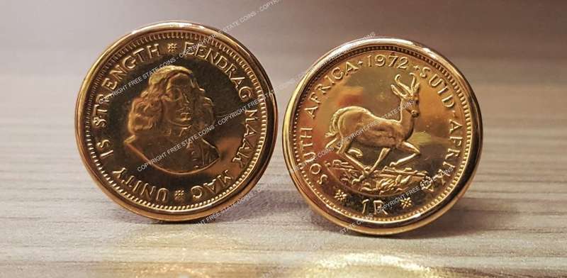 9ct Gold Cufflinks with South African Gold R1 Coins FOR COINOSSEUR ONLY!