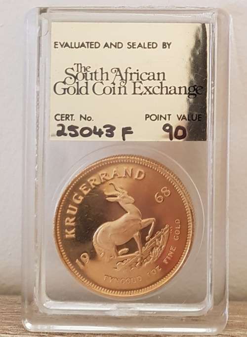 1968 Slabbed 1oz Krugerrand Point Value 90