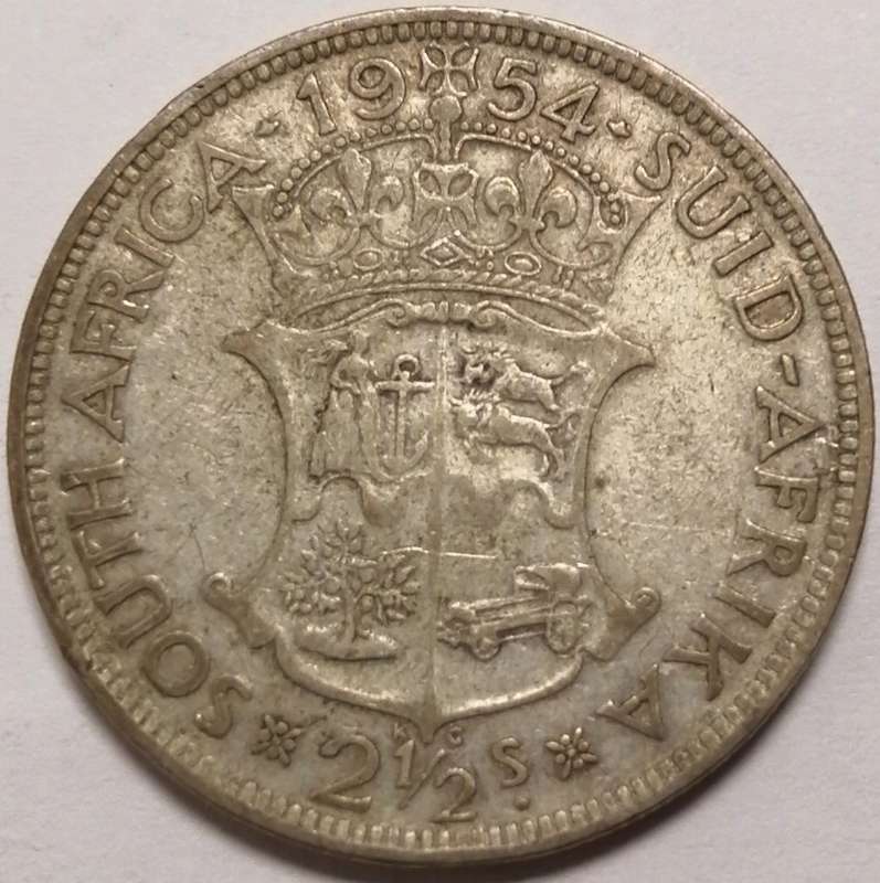 1954 Union of South Africa Two and a Half Shilling (2/6)