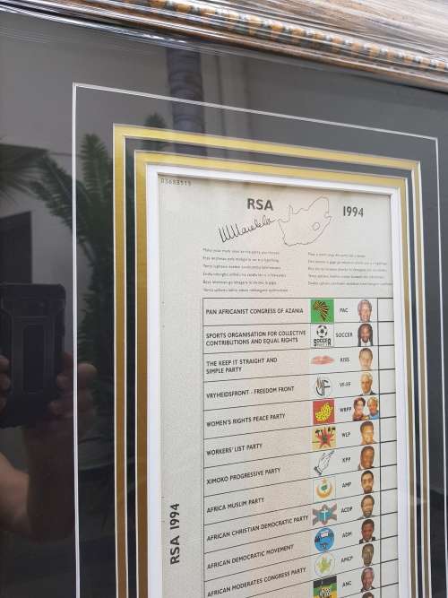 1994 NATIONAL BALLOT PAPER SIGNED BY NELSON MANDELA