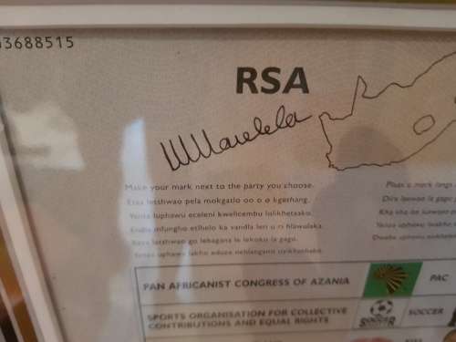 1994 NATIONAL BALLOT PAPER SIGNED BY NELSON MANDELA