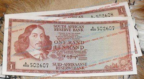1967 T.W. de Jongh 1st Issue R1 * Batch of 2 notes In Sequence * (EF to AU)
