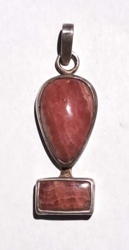 RARE!!!14.76gm Hand crafted Rhodochrosite sterling silver pendent!!!