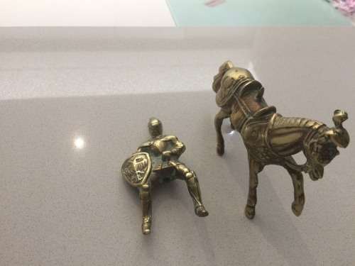 Brass Knight on horse back