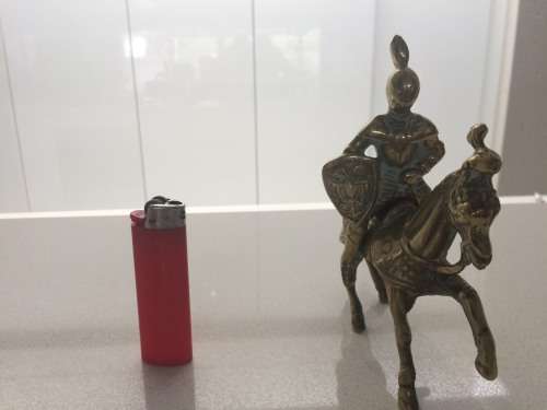 Brass Knight on horse back