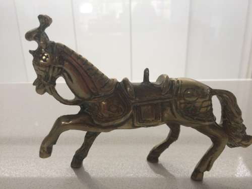 Brass Knight on horse back