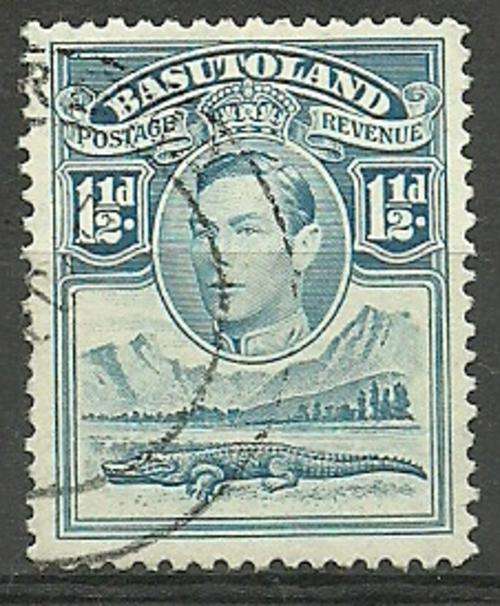 BASUTOLAND 1938  KING GEORGE VI 1 1/2D BLUE + WATERMARKS