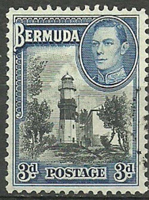 BERMUDA 1938  KING GEORGE VI  3D BLACK & BLUE + WATERMARKS