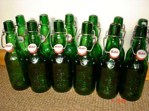12 x Green re-sealable Grolsch beer bottles