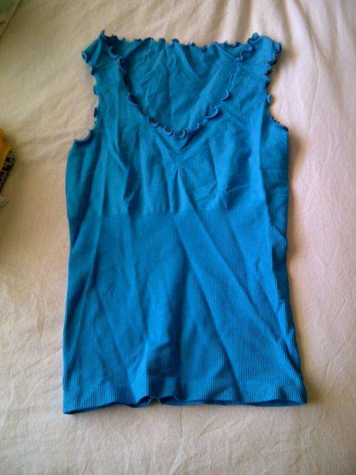 Turquoise truworths frill stretch top - Size Medium
