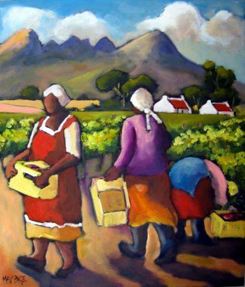 Grape pickers-600 x 700 x44mm- by May Page